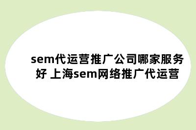 sem代运营推广公司哪家服务好 上海sem网络推广代运营